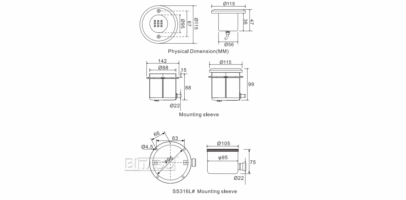 LUMINAIRE DIMENSION